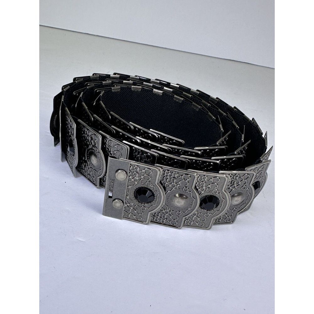 80's Vintage Metal & Gem Scalloped Stretch Belt 36" Will Stretch +6-8"